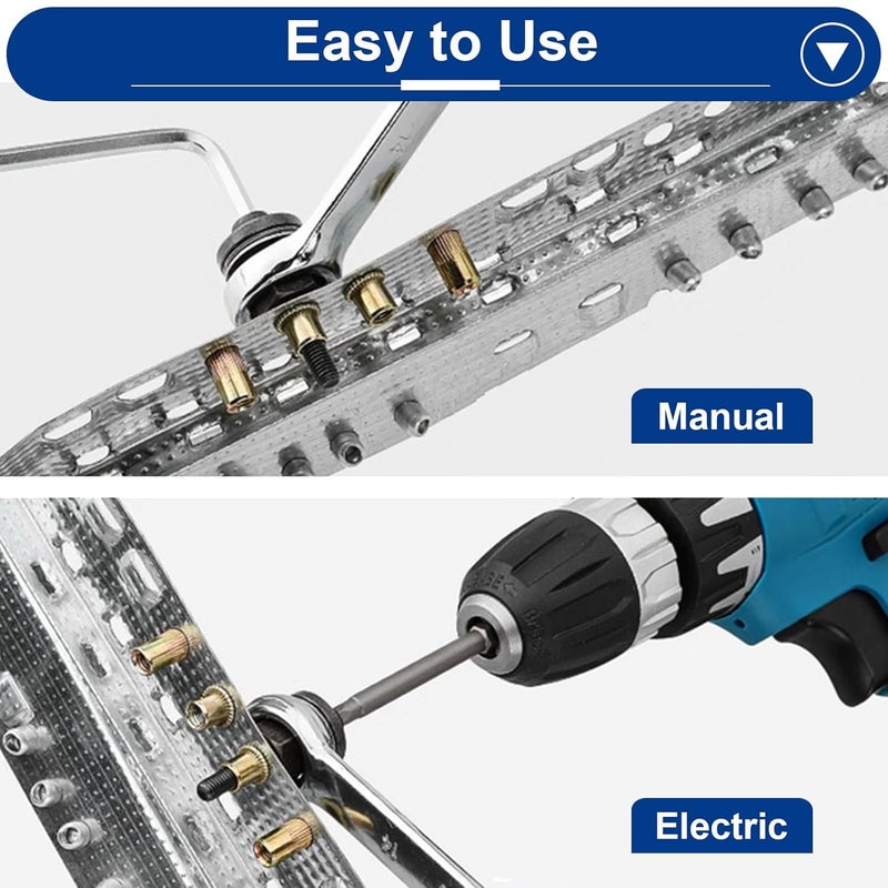 Tnisesm 40Pcs 5/16 Rivet Nut Installation Tool Set, 5/16-18 Carbon Steel Zinc Flat Head Riveter Nutsert Tool Kit - Image 5